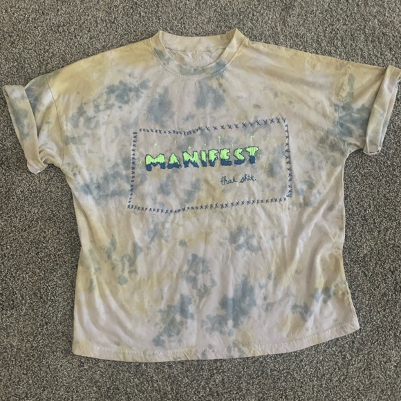 Marshmallow Moon Tops - Marshmallow Moon Handstitched "Manifest" Natural Tie Dye Tee